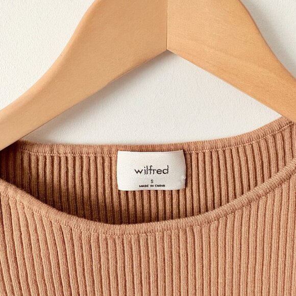 Aritzia Wilfred Free Cut-Out Knit Mini Dress Tan Light Brown Size Small - Picture 6 of 7